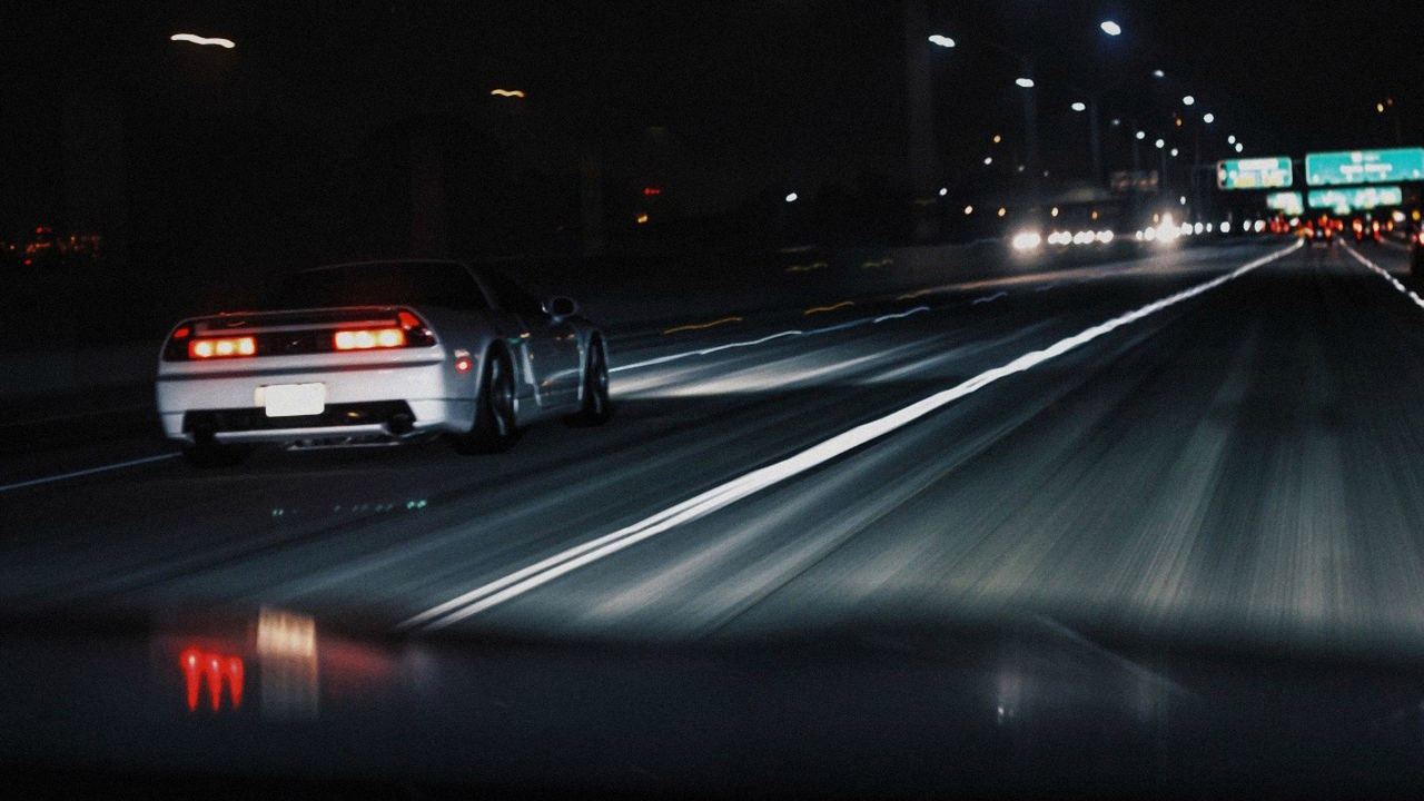 Urban Night City Honda NSX Lights Road Speed Honda NSX мчится по ночному городу вдоль дорожных фанарей